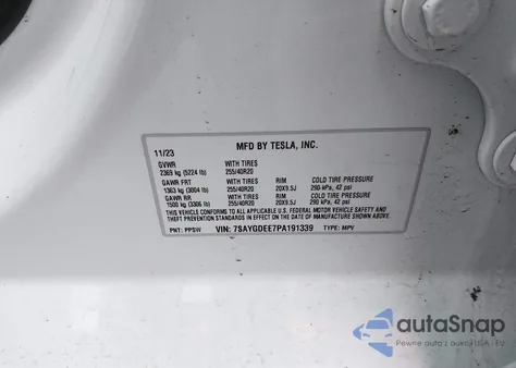 2023 Tesla Model Y Awd/Long Range Dual Motor All-Wheel Drive from USA, damaged, VIN 7SAYGDEE7PA191339